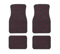 Car Floor Mats 4 PCS Universal Leather Waterproof Foot Pad Protector Front And Rear Mats Set Accessories Foot Pad Protector Carpet(Black red)