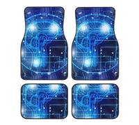 Car Floor Mats 4 Piece Set, Universal Auto Mats Non-Slip, Vehicle Carpet Pads Washable, Car Foot Rugs for Truck Van,Crystal Velvet Artificial Intelligence Brain Print
