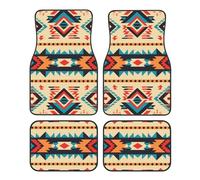 Car Floor Mats 4 Piece Universal Automotive Floor Mats Native American Car Mat Set Non-Slip Foot Pad for Cars Heavy-Duty Rubber Car Carpet Decor Heel Pad for most vehicles