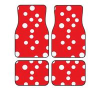 Car Floor Mats 4 Piece Universal Car Floor Mats red white polka dot Car Mat Set Rubber Floor Mats for Cars Non-Slip Car Foot Pad Car Carpet Decor Heel Pad for most vehicles