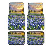 Car Floor Mats 4 Piece Universal Car Floor Mats Texas Bluebonnets Scenery Car Mat Set Rubber Floor Mats for Cars Non-Slip Car Foot Pad Car Carpet Decor Heel Pad for most vehicles