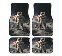 Car Floor Mats 4 Piece Universal Floor Mats Astronaut Landing on The Moon Car Mat Set Rubber Floor Mats for Cars Non-Slip Cars Foot Pad Carpet Decor Heel Pad for most vehicles