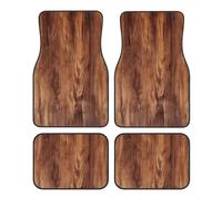 Car Floor Mats 4 Piece Universal Floor Mats Brown Wood Grain Floor Mats for Cars Rubber Car Mat Set Non-Slip Cars Foot Pad Carpet Decor Heel Pad for most vehicles