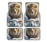 Car Floor Mats 4 Piece Universal Floor Mats Lamb with A Lion Clouds Floor Mats for Cars Rubber Car Mat Set Non-Slip Cars Foot Pad Carpet Decor Heel Pad for most vehicles