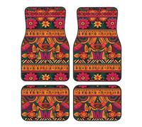 Car Floor Mats 4 Piece Universal Floor Mats Mexican Folk Art Boho Floor Mats for Cars Rubber Car Mat Set Non-Slip Cars Foot Pad Carpet Decor Heel Pad for most vehicles