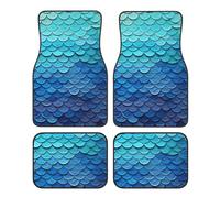 Car Floor Mats 4 Piece Universal Floor Mats Ocean Sea Blue Mermaid Fish Scale Floor Mats for Cars Rubber Car Mat Set Non-Slip Cars Foot Pad Carpet Decor Heel Pad for most vehicles