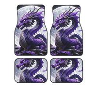 Car Floor Mats 4 Piece Universal Floor Mats Purple Dragon Purple Moon Floor Mats for Cars Rubber Car Mat Set Non-Slip Cars Foot Pad Carpet Decor Heel Pad for most vehicles