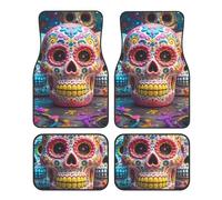 Car Floor Mats 4 Piece Universal Floor Mats Sugar Skulls Floor Mats for Cars Rubber Car Mat Set Non-Slip Cars Foot Pad Carpet Decor Heel Pad for most vehicles