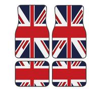 Car Floor Mats 4 Pieces Union Jack British Uk Front and Rear Foot Mats, Anti-Slip Rubber Backing Car Mats Carpets Universal Fit SUV, Vans, Sedans, Trucks Decor