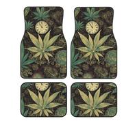 Car Floor Mats All-Weather Front Rear Car Floor Foot Mat Sets of 4 Pieces Universal Car Foot Mat A Puff in Time Weed Marijuana Car Mats Non-Slip Automotive Floor Mats for SUV Vans sedans Trucks