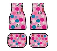 Car Floor Mats Crazy Pink Polka Dots Printed Scenery Sets of 4 Pieces Non Slip Automotive Floor Mats All-Weather Front Rear Car