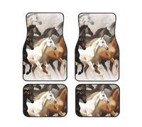 Car Floor Mats Cute Horse Print Waterproof Car Pads Universal Car Front Rear Floor Foot Mats Anti-Slip Car Mat Set of 4 Pieces for SUV Vans Trucks Car Accessories Decor