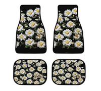 Car Floor Mats Daisy Printed Scenery Sets of 4 Pieces Non Slip Automotive Floor Mats All-Weather Front Rear Car