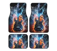 Car Floor Mats Electric Guitar Fire Water Sets of 4 Pieces Non Slip Auto All-Weather Front Rear Trucks for SUV Car Accessories