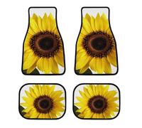 Car Floor Mats Flower Sunflower Printed Scenery Sets of 4 Pieces Non Slip Automotive Floor Mats All-Weather Front Rear Car