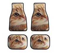 Car Floor Mats Four-Piece Set Non-Slip Automotive Front Rear Floor Foot Mats Cat with Round Eyes Car Mats Car Accessories Universal Car Floor Carpets for Cars Trucks SUV Sedans