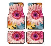 Car Floor Mats Four-Piece Set Non-Slip Automotive Front Rear Floor Foot Mats Colorful Daisy Flower Car Mats Auto Accessories Universal Automotive Floor Carpets for Cars Trucks SUV Sedans