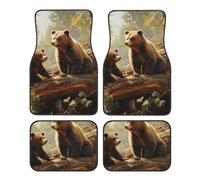 Car Floor Mats Four-Piece Set Non-Slip Automotive Front Rear Floor Foot Mats Cute Bears Play in The Tree Car Mats Auto Accessories Universal Automotive Floor Carpets for Cars Trucks SUV Sedans