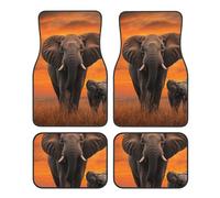 Car Floor Mats Four-Piece Set Non-Slip Automotive Front Rear Floor Foot Mats Cute Wild Elephant Car Mats Auto Accessories Universal Automotive Floor Carpets for Cars Trucks SUV Sedans