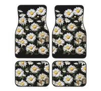 Car Floor Mats Four-Piece Set Non-Slip Automotive Front Rear Floor Foot Mats Daisy Car Mats Auto Accessories Universal Automotive Floor Carpets for Cars Trucks SUV Sedans