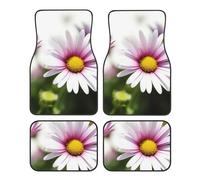 Car Floor Mats Four-Piece Set Non-Slip Automotive Front Rear Floor Foot Mats Daisy Flower Car Mats Auto Accessories Universal Automotive Floor Carpets for Cars Trucks SUV Sedans