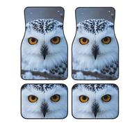 Car Floor Mats Four-Piece Set Non-Slip Automotive Front Rear Floor Foot Mats Snowy Owl Eyes Car Mats Car Accessories Universal Car Floor Carpets for Car Trucks SUV Sedans