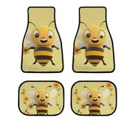 Car Floor Mats Happy Bee Printed Scenery Sets of 4 Pieces Non Slip Automotive Floor Mats All-Weather Front Rear Car