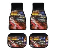 Car Floor Mats Las Vegas Night City Printed Scenery Sets of 4 Pieces Non Slip Automotive Floor Mats All-Weather Front Rear Car