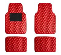 Car Floor Mats Leather for Vauxhall Corsa F 2020-2024, 4Pcs Customize Non-Slip Waterproof Front Rear Row Foot Carpets, All-Weather Liners Pads Accessories, D/Red