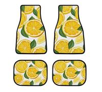 Car Floor Mats Lemon Fruit Pattern Printed Scenery Sets of 4 Pieces Non Slip Automotive Floor Mats All-Weather Front Rear Car