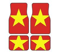 Car Floor Mats Set Durable Polyester Foot Mats with Unique Vietnamese flag Print Design Easy Install