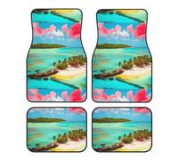 Car Floor Mats Set, Non-Fading Polyester, Easy Clean Smooth Surface | Non-Slip Bottom, Universal Fit, 2 Front Mats YYHWHJDE Caribbean Scenery Pattern