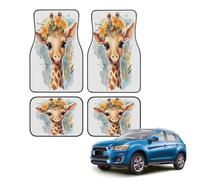Car Floor Mats Set of 4, Beautiful Giraffe With Flowers Funny Cartoon Print Universal Non-Slip Car Floor Carpets, Car Accessories Universal Fit for Car SUV Truck
