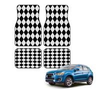 Car Floor Mats Set of 4, Black And White Abstract Checkered Diamond Universal Non-Slip Car Floor Carpets, Car Accessories Universal Fit for Car SUV Truck