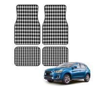 Car Floor Mats Set of 4, Black White Plaid Universal Non-Slip Car Floor Carpets, Car Accessories Universal Fit for Car SUV Truck