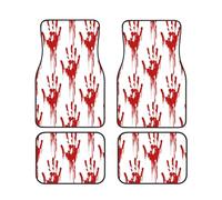 Car Floor Mats Set Of 4, Bloody Handprints Vehicle Front Rear Carpets Mats, Heavy Duty Hard Wearing Carpet, Waterproof Neoprene Car Floor Mats For Cars Suvs Trucks, Non-Slip, All Weather Driving