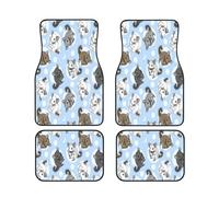 Car Floor Mats Set Of 4, Blue Chinchillas Moon Vehicle Front Rear Carpets Mats, Heavy Duty Hard Wearing Carpet, Waterproof Neoprene Car Floor Mats For Cars Suvs Trucks, Non-Slip, All Weather Driving