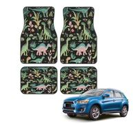 Car Floor Mats Set of 4, Cartoon Dinosaur Palm Botanical Tropical Universal Non-Slip Car Floor Carpets, Car Accessories Universal Fit for Car SUV Truck