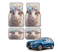 Car Floor Mats Set of 4, Cartoon Sheep With Flowers Beautiful Aries Universal Non-Slip Car Floor Carpets, Car Accessories Universal Fit for Car SUV Truck
