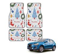 Car Floor Mats Set of 4, Christmas Element Socks Xmas Tree Universal Non-Slip Car Floor Carpets, Car Accessories Universal Fit for Car SUV Truck