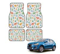 Car Floor Mats Set of 4, Cute Cartoon Dinosaur And Leaves Universal Non-Slip Car Floor Carpets, Car Accessories Universal Fit for Car SUV Truck