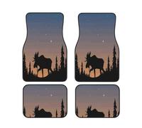Car Floor Mats Set Of 4, Deer Mountain Pine Tree Vehicle Front Rear Carpets Mats, Heavy Duty Hard Wearing Carpet, Waterproof Neoprene Car Floor Mats For Cars Suvs Trucks, Non-Slip, All Weather Driving