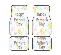 Car Floor Mats Set Of 4, Hand Happy Fathers Day Vehicle Front Rear Carpets Mats, Heavy Duty Hard Wearing Carpet, Waterproof Neoprene Car Floor Mats For Cars Suvs Trucks, Non-Slip, All Weather Driving