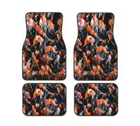 Car Floor Mats Set Of 4, Japan Fancy Carp Fishes Vehicle Front Rear Carpets Mats, Heavy Duty Hard Wearing Carpet, Waterproof Neoprene Car Floor Mats For Cars Suvs Trucks, Non-Slip, All Weather Driving