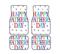 Car Floor Mats Set Of 4, Stars Happy Fathers Day Vehicle Front Rear Carpets Mats, Heavy Duty Hard Wearing Carpet, Waterproof Neoprene Car Floor Mats For Cars Suvs Trucks, Non-Slip, All Weather Driving