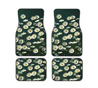 Car Floor Mats set Of 4 Waterproof Universal Fit Car Mats for Women Men Green Daisy Background Car Carpet Mats All Weather Protection Heavy Duty Floor Liners for Cars SUVs and Trucks