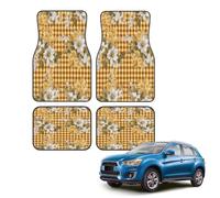 Car Floor Mats Set of 4, Yellow Checkered Daisy Universal Non-Slip Car Floor Carpets, Car Accessories Universal Fit for Car SUV Truck