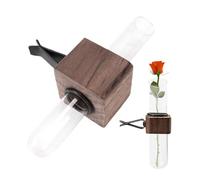 Car Flower Vase Vent Clip, Car Arranger Plant Vent Clips, Car Vase Clip Holder Glass Tube, Automotive Interior Wooden Charm For Girls Wife Girlfriend Women Father,10x6x3 Cm