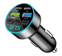 Car Fm Bluetooth Transmitter Adapter Car Radio Blue Tooth 5.0 Adaptor with 2 Usb Ports 2 Type C Port Hand-Free Calling Music Player PD 66w Fast Charging Charger for Iphone Samsung Android