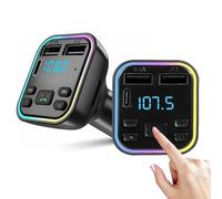 Car FM Transmitter,Bluetooth 5.3 Adapter,Wireless Radio Transmitter for Car(PD 20W & QC3.1) [Light Switch] [HiFi Bass Sound] [Fast Charging] Hands-Free,Bass Boost,LED Display,All Metal,12V/24V